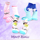 Mary Blair 3-Pack Set Pink and Blue Magic and Whimsy Novelty Kids Cotton Crew Socks