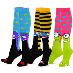 TeeHee Crazy Fun Silly Funky Girls Socks Novelty Knee High and Crew for Women 6 Pack