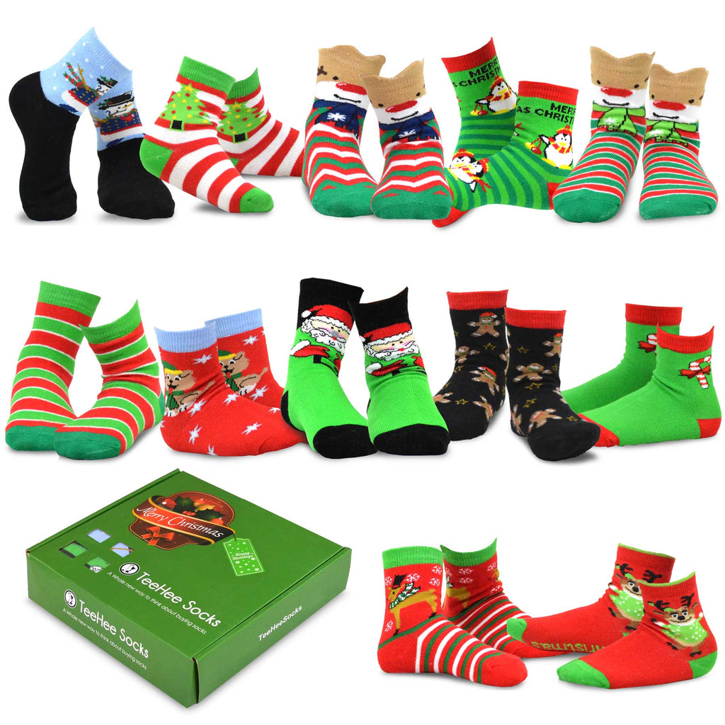Christmas Kids 12-Pack Cotton Crew Holiday Christmas Socks