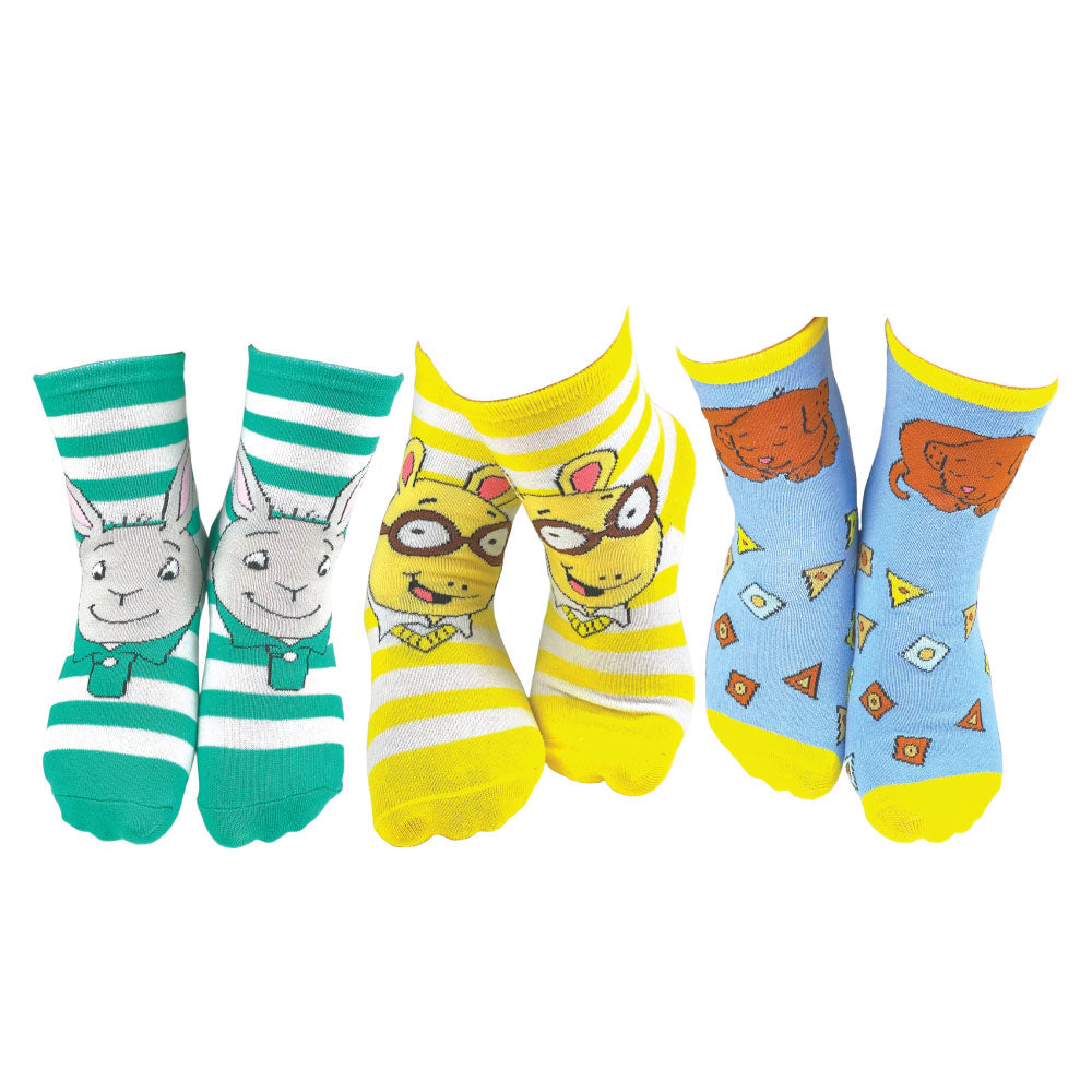 3 Pair PBS Kids Arthur & Friends Crew Socks