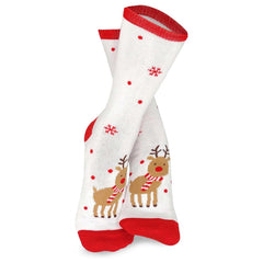 TeeHee Christmas and Holiday Fun Novelty Crew Socks for Women 4-Pairs (9-11, Teddy Bear-Candy Cane-Reindeer)