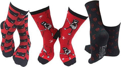 [Emily the Strange] Red Cats, Stars & Paw Emily Crew Socks – 3 Pair (2066)