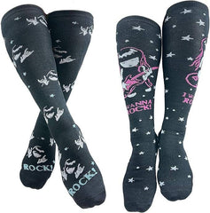 [Emily the Strange] ROCK! Cats & Guitar Girl Knee-High Socks – 2 Pair (6005)