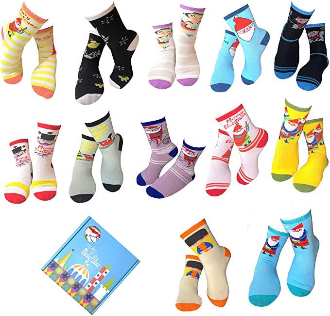[Mary Blair] Women’s Christmas Crew Socks – 12 Pair Gift Box