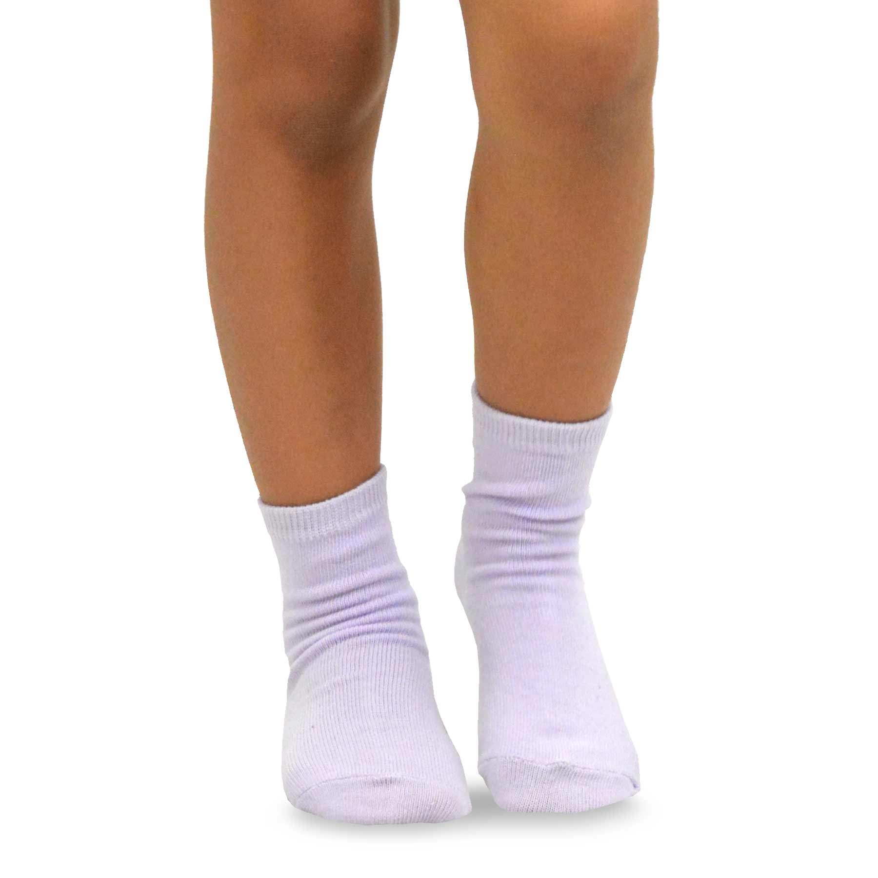 Kids Solid Crew Socks Fashion Cotton 6 Pair Pack