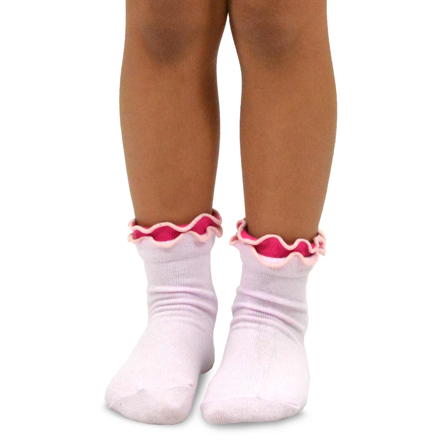 Kids Ruffle Crew Socks Fashion Cotton 6 Pair Pack