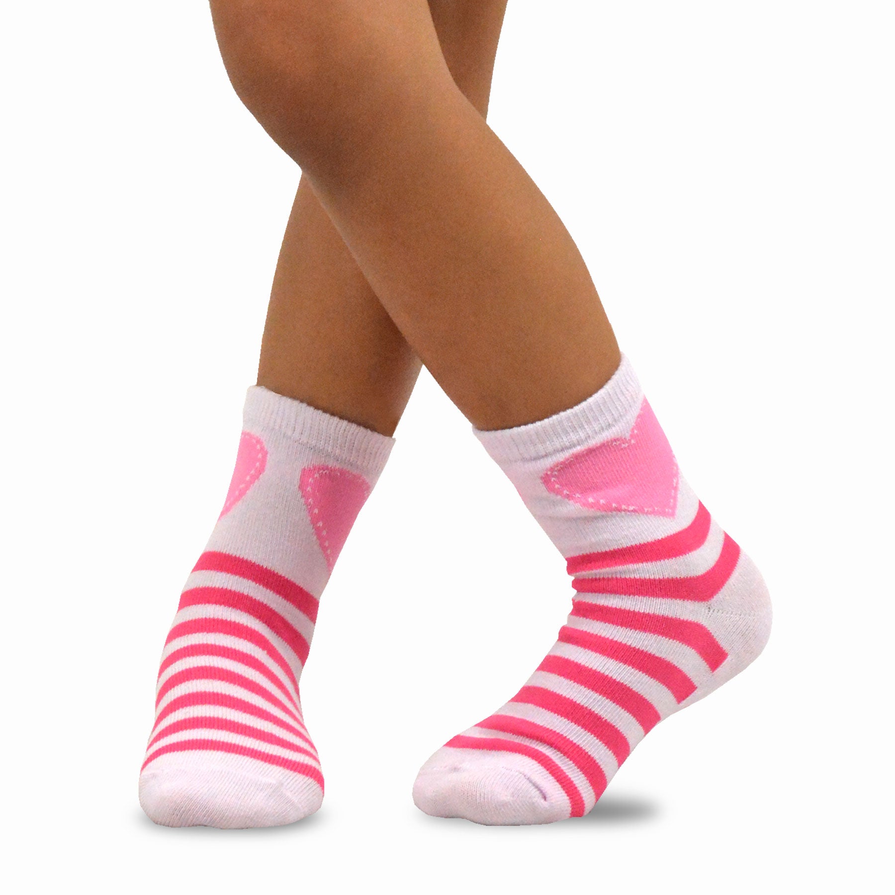 TeeHee Kids Cotton Fashion Crew Socks 6 Pair Pack for Girls
