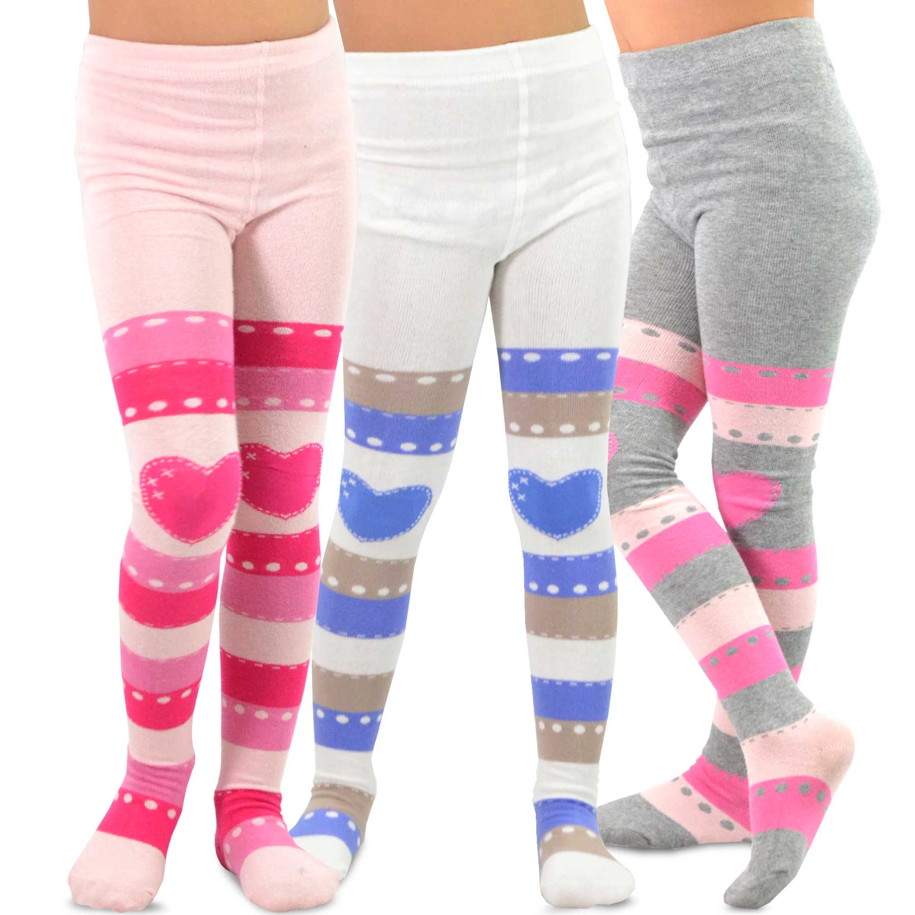 Kids Girls Fashion Cotton Tights 3 Pair Pack