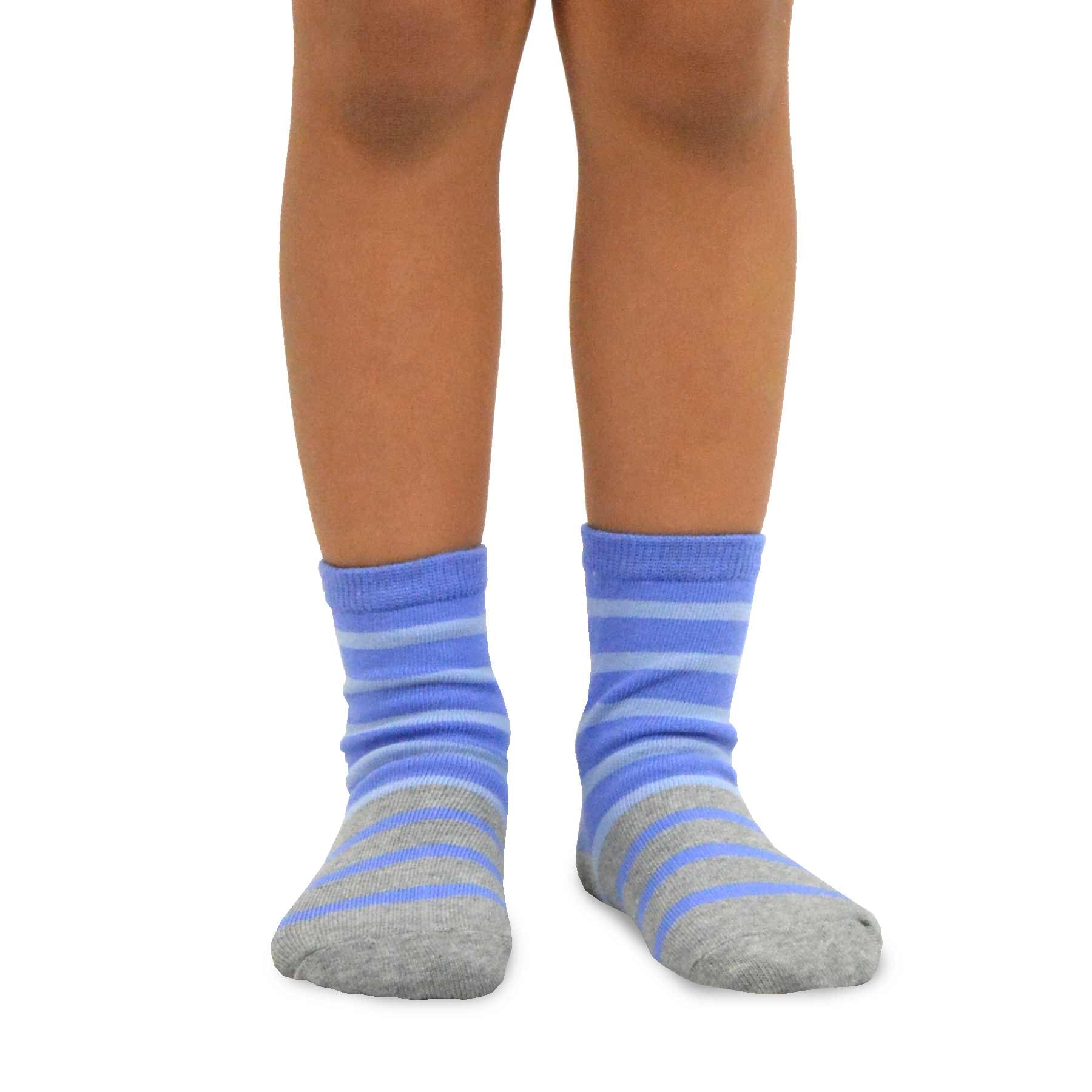 TeeHee Little Kids Cotton Fashion Crew Socks 6 Pair Pack for Girls