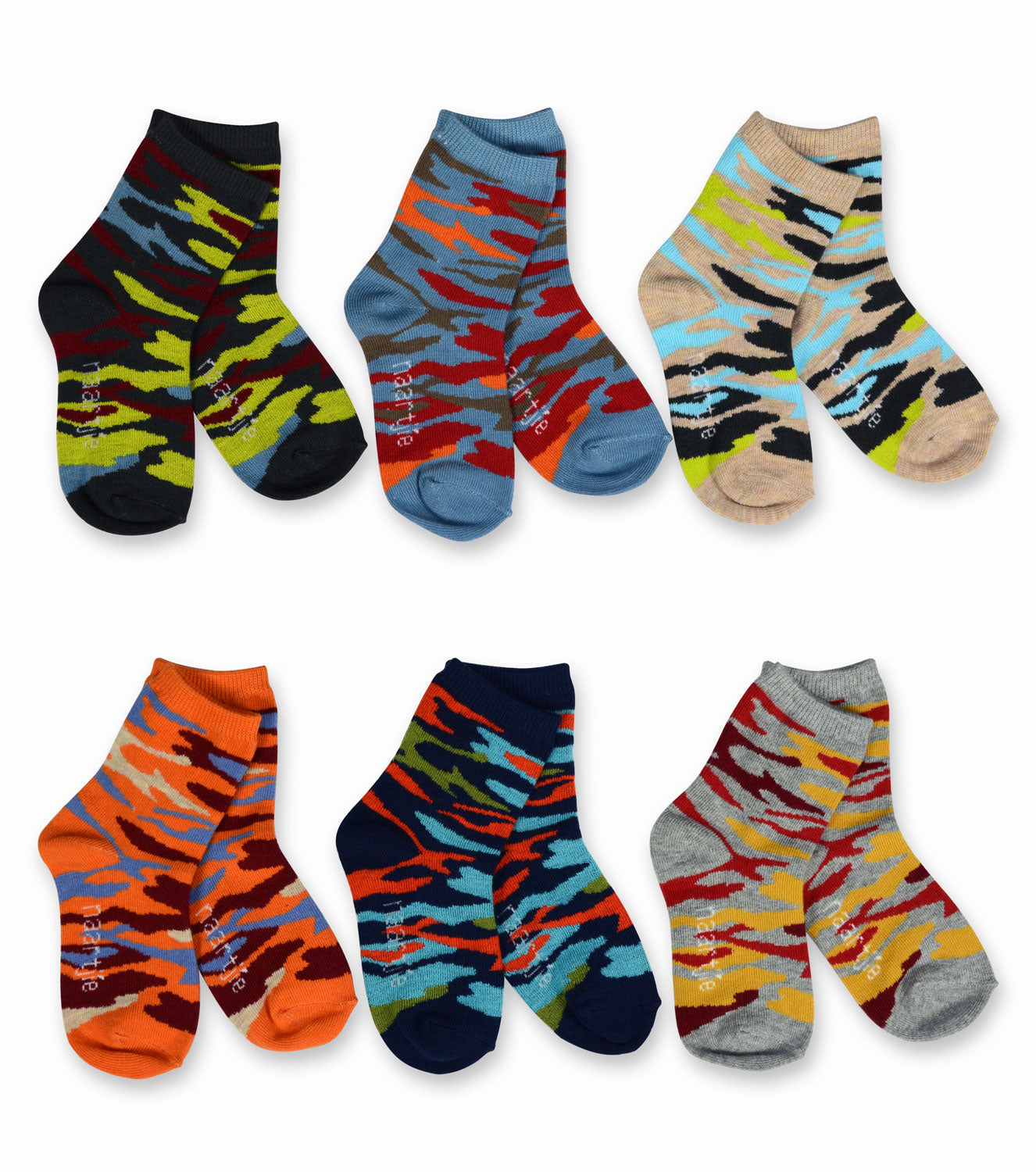 Teehee Boys Camo Socks 6-pk Crew, 3-5 years
