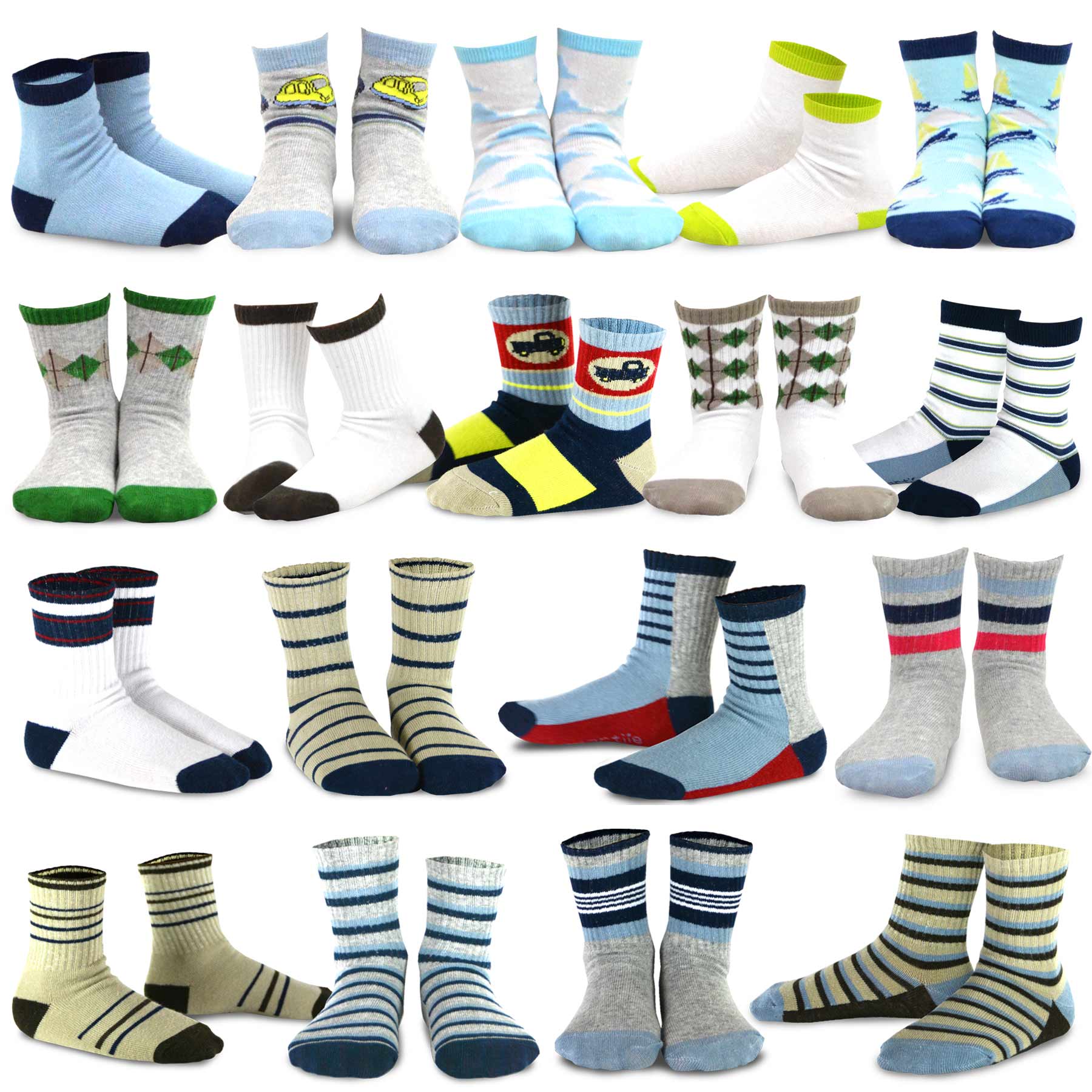 TeeHee Kids Toddler and Boys Socks Sports and Fun Cotton Crew Socks 18 Pair Pack with Gift Box Planes