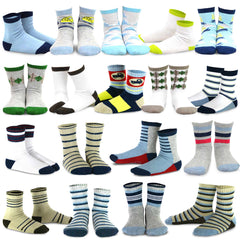TeeHee Kids Toddler and Boys Socks Sports and Fun Cotton Crew Socks 18 Pair Pack with Gift Box Planes