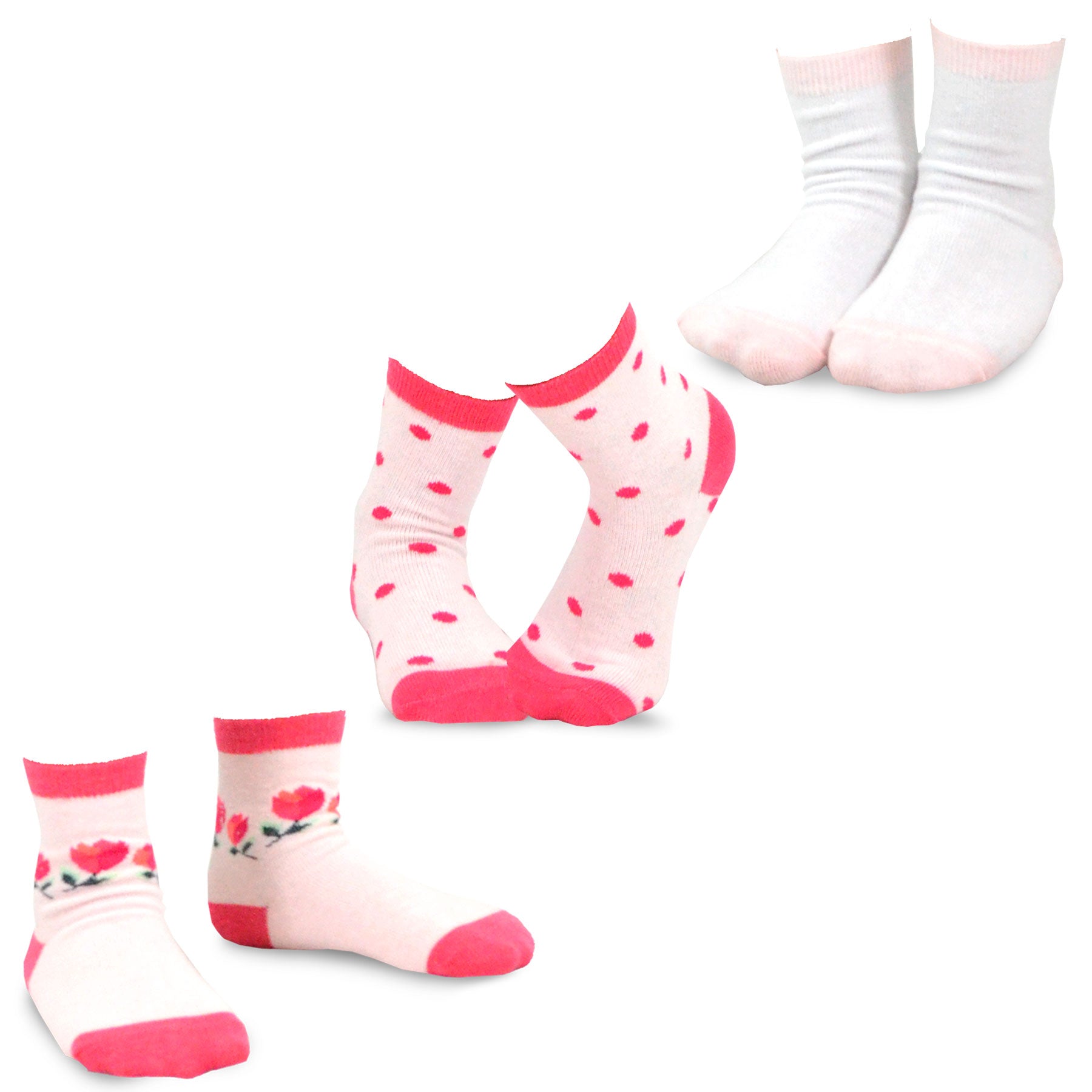 TeeHee Girls Toddler Kids Socks Cute and Fun Cotton Crew Socks 18 Pair Pack with Gift Box