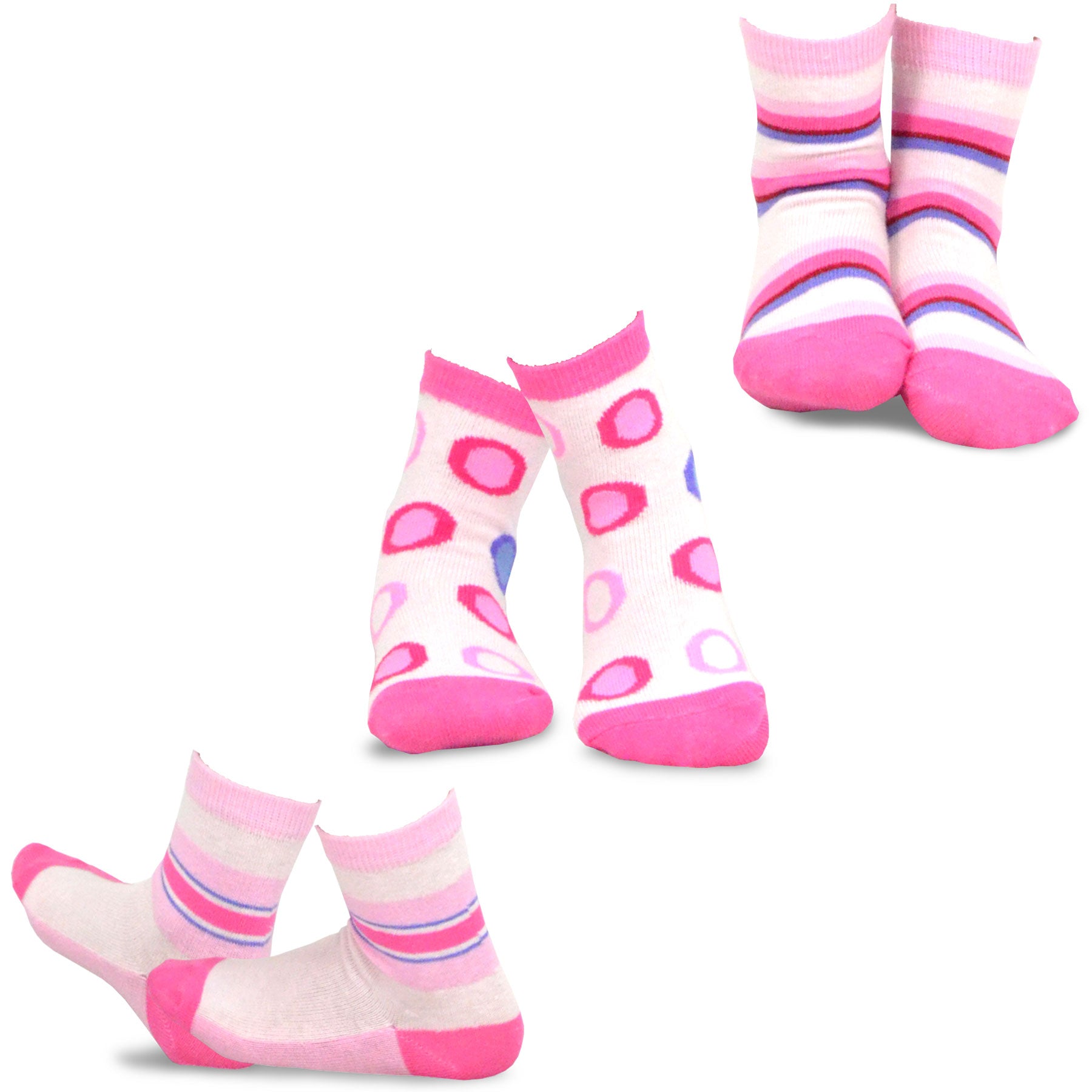 TeeHee Girls Toddler Kids Socks Cute and Fun Cotton Crew Socks 18 Pair Pack with Gift Box