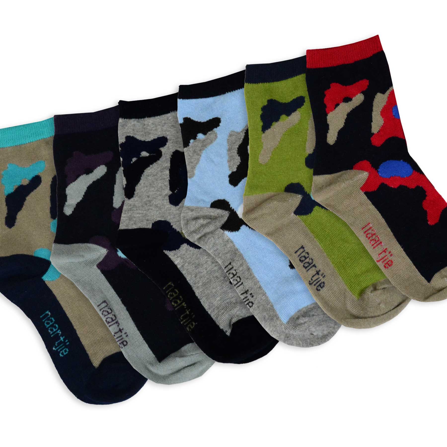TeeHee Little Kids Boys Cotton Fashion Fun Crew Socks 6 Pair Pack (6-8 Years, Camo)