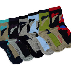 TeeHee Little Kids Boys Cotton Fashion Fun Crew Socks 6 Pair Pack (6-8 Years, Camo)