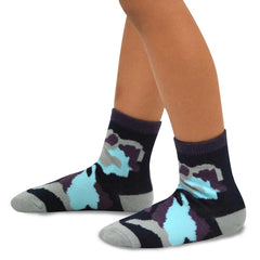 TeeHee Little Kids Boys Cotton Fashion Fun Crew Socks 6 Pair Pack (6-8 Years, Camo)