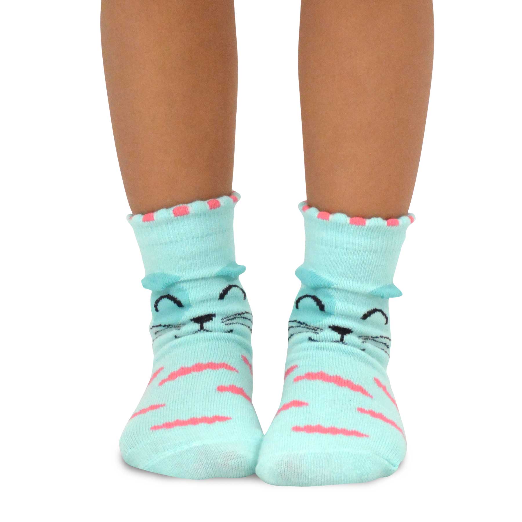 TeeHee Little Kids Girls Cotton Fashion Animals Face Design Socks 6 Pair Pack