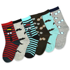 TeeHee Little Boys Cotton Fashion Crew Socks 6 Pair Pack for Boys