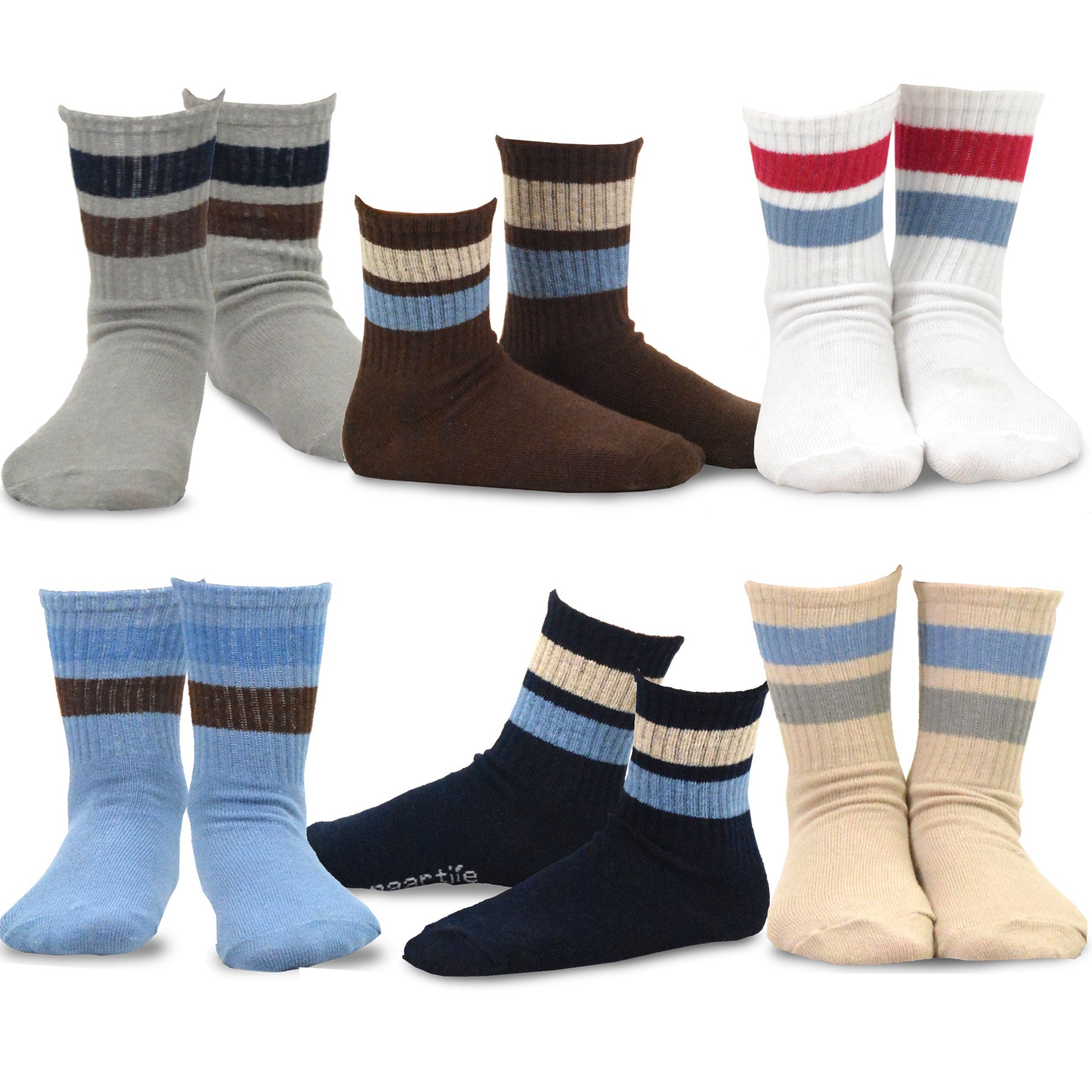 TeeHee Kids Toddler and Boys Socks Sports and Fun Cotton Crew Socks 18 Pair Pack with Gift Box Stripes