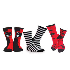 [Emily the Strange] Girl's Fun Colorful Patterned Striped Argyle Women's Crew Socks - 3 Pair