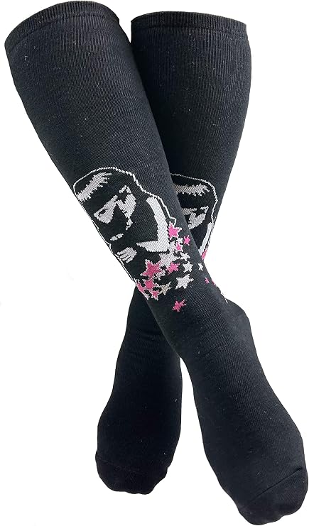 [Emily the Strange] Kids’ Argyle & Emily Flowers Knee-High Socks – 2 Pair Pack