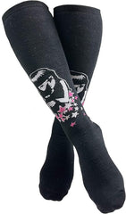 [Emily the Strange] Kids’ Argyle & Emily Flowers Knee-High Socks – 2 Pair Pack