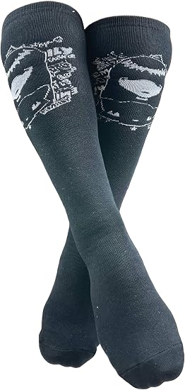 [Emily the Strange] Women’s Black Cat & Emily Graphic Knee-High Socks – 2 Pair Pack