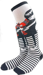 [Emily the Strange] Women’s Striped Emily & Black Cat Knee-High Socks – 2 Pair Pack