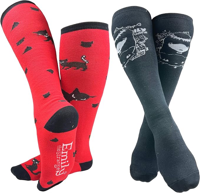 [Emily the Strange] Women's Cute Fashion Knee-High Socks - 6 Pair