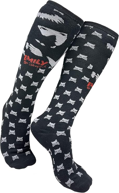 [Emily the Strange] Women’s Colorblock & Star Pattern Knee-High Socks – 2 Pair Pack