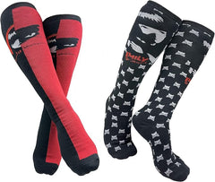 [Emily the Strange] Women’s Colorblock & Star Pattern Knee-High Socks – 2 Pair Pack