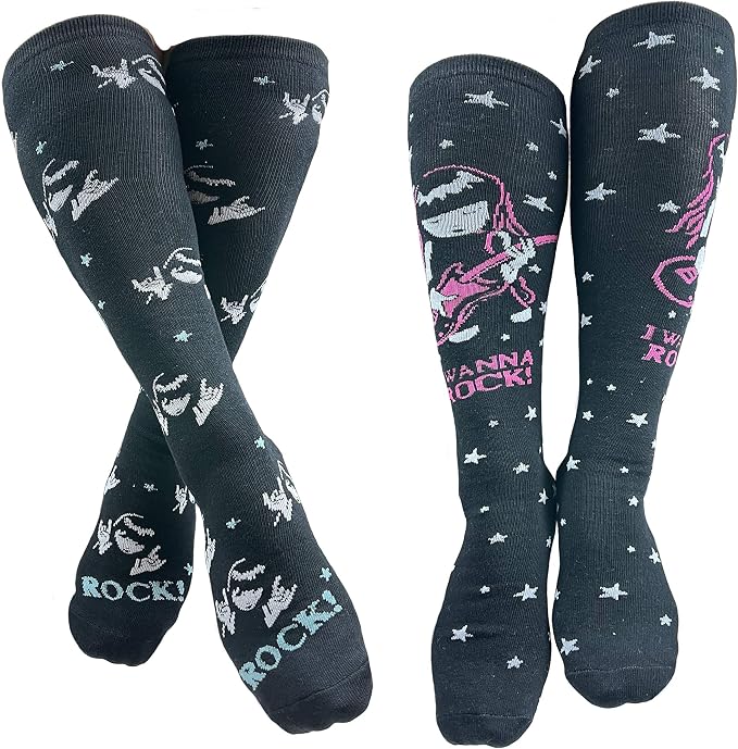[Emily the Strange] Women’s Rock & Star Knee-High Socks – 2 Pair Pack