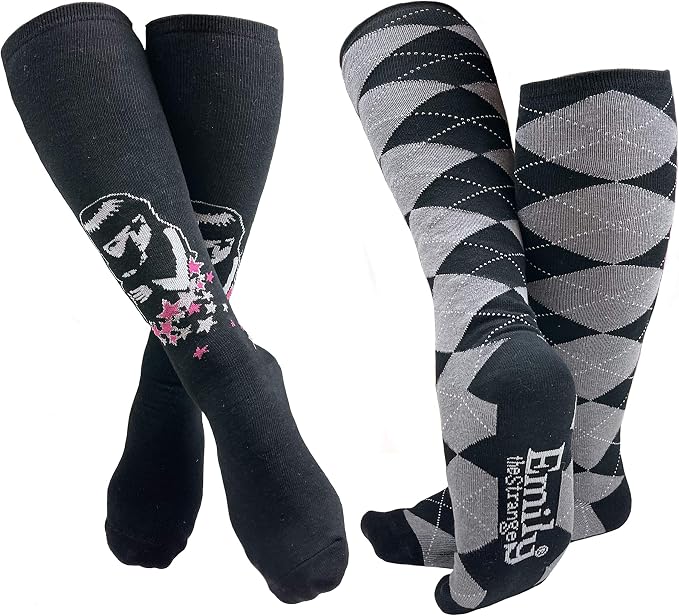 [Emily the Strange] Women's Cute Fashion Knee-High Socks - 6 Pair