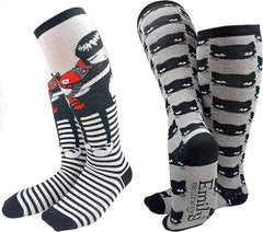 [Emily the Strange] Women’s Striped Emily & Black Cat Knee-High Socks – 2 Pair Pack