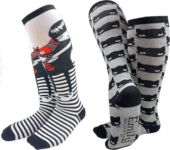 [Emily the Strange] Women's Cute Fashion Knee-High Socks - 6 Pair