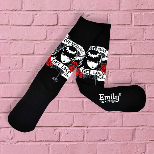 Emily the Strange Get Lost Crew Socks Gift 12 Pair Box