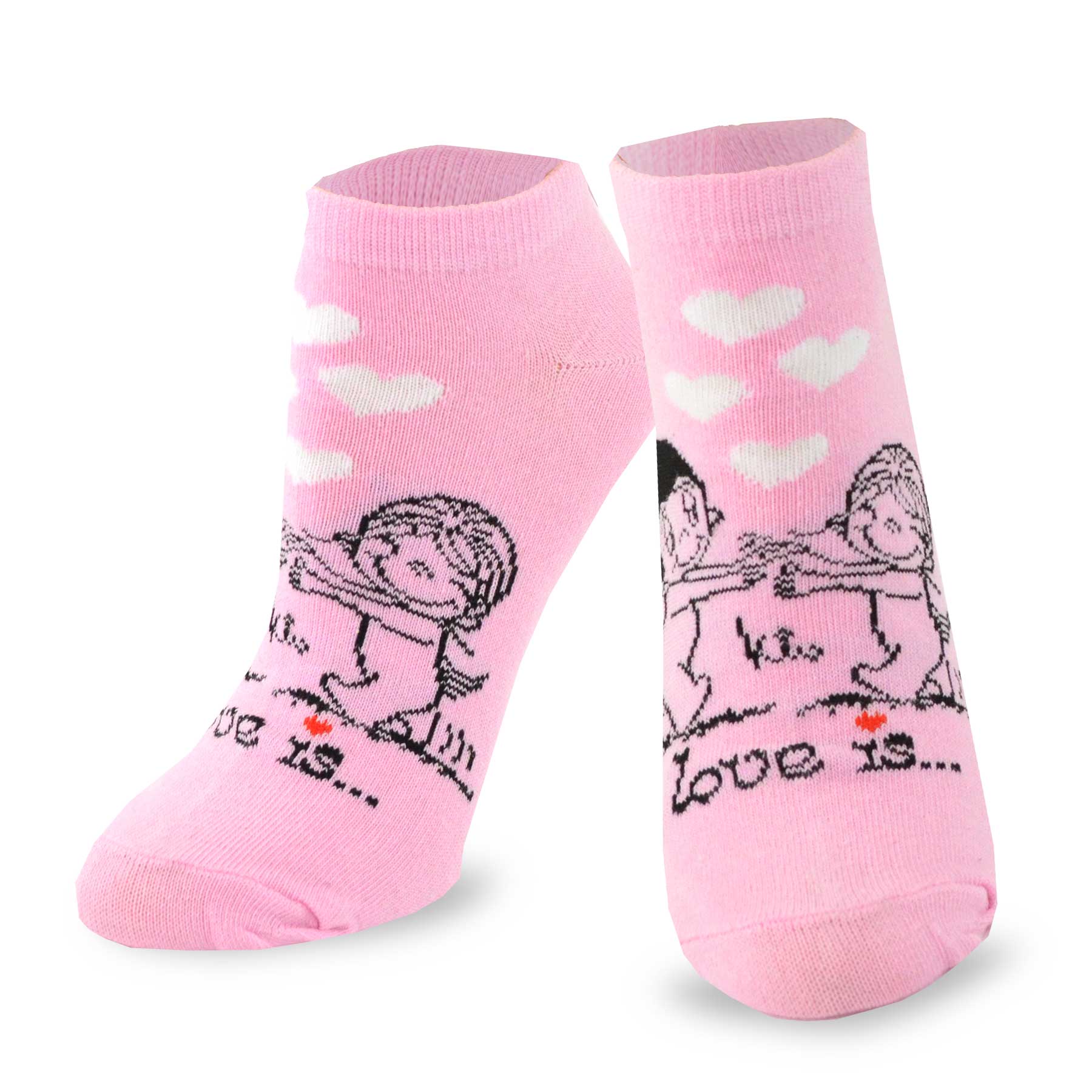 Love Is Valentine's Day Hearts and Love Women's Cotton No Show Socks 3-Pair
