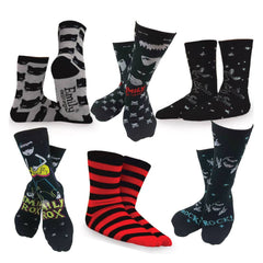 [Emily the Strange] Patterned Striped Crew Socks – 6 Pair (3023)