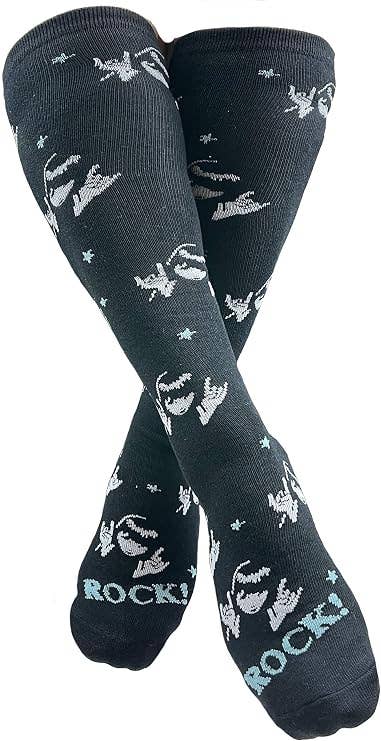 [Emily the Strange] ROCK! Cats & Guitar Girl Knee-High Socks – 2 Pair (6005)
