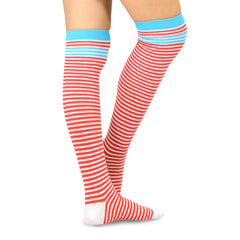 4 Pair Striped Cotton Over The Knee Socks