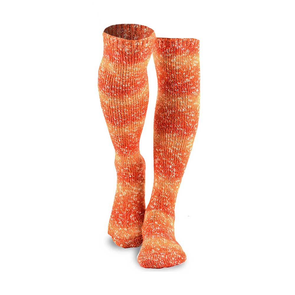 Women's Orange Ombre Marled Slub Stripe Knee High Socks