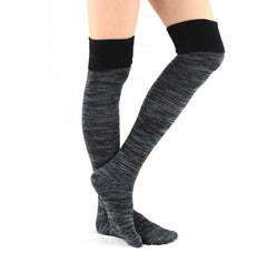 Black Heathered Cotton Knee High Socks