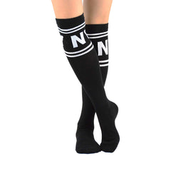 NY Vibes Black Cotton Knee High Socks