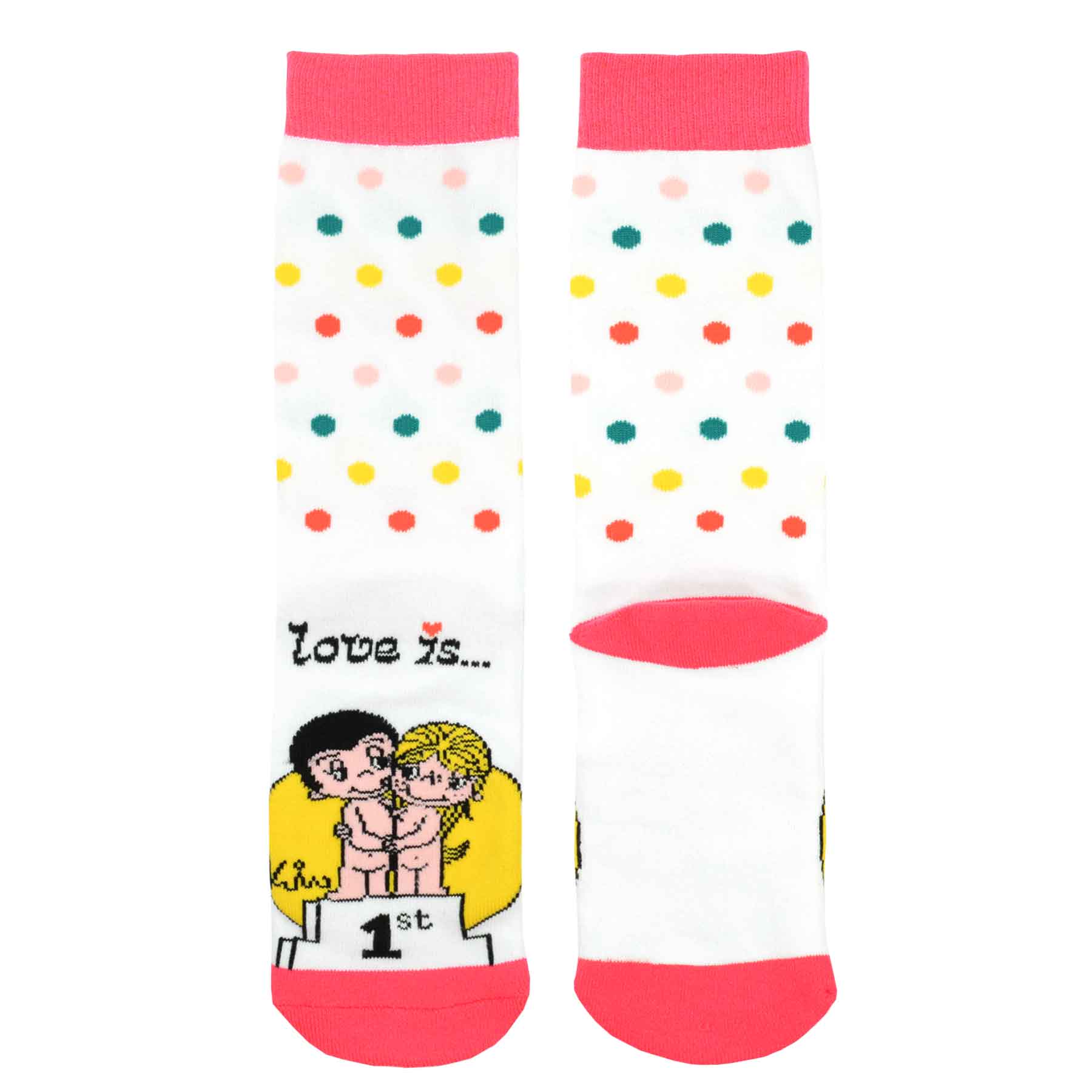 Love Is First Place....Knitted Cotton Crew Socks
