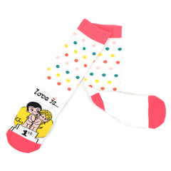 Love Is First Place....Knitted Cotton Crew Socks