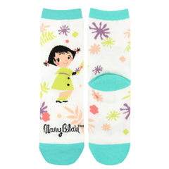 Mary Blair Whimsical Girl with Pigtails Novelty Kids Cotton Crew Socks