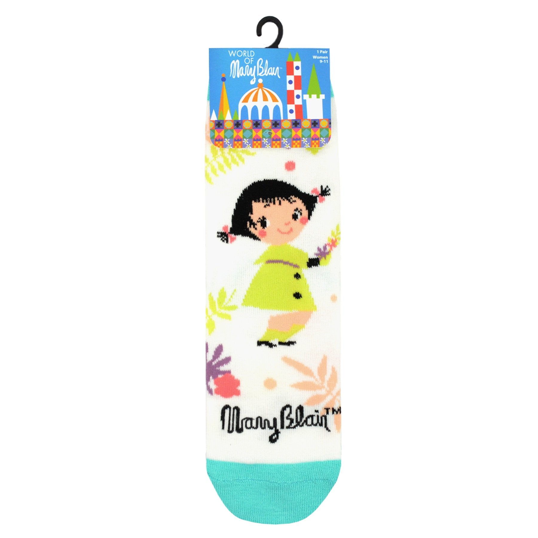 Mary Blair Whimsical Girl with Pigtails Novelty Kids Cotton Crew Socks