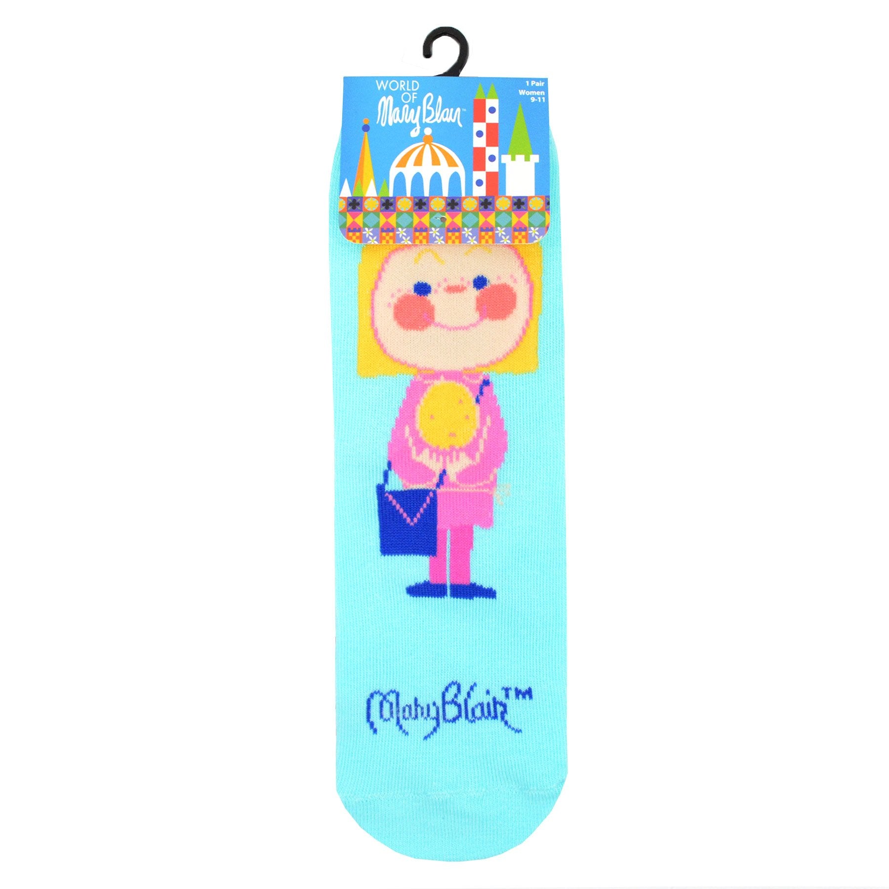 Mary Blair Whimsical Girl with Pigtails Novelty Kids Cotton Crew Socks