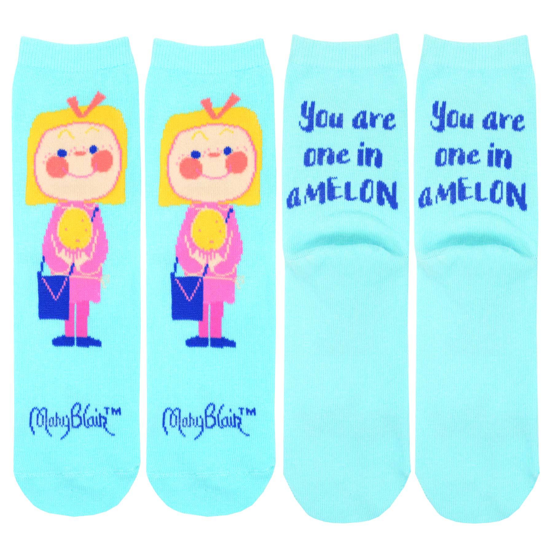 Mary Blair Whimsical Girl with Pigtails Novelty Kids Cotton Crew Socks